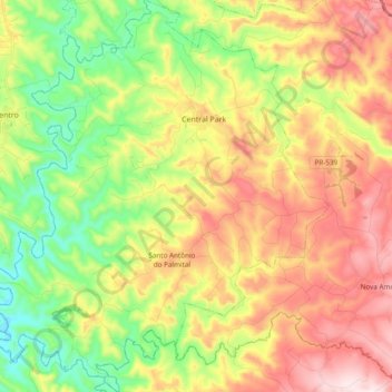 Carte topographique Rio Bom, altitude, relief