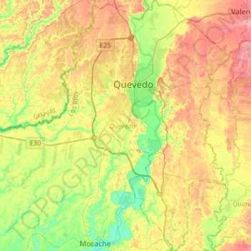 Carte topographique Quevedo, altitude, relief
