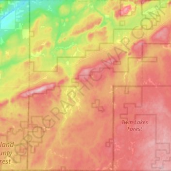 Carte topographique Town of Anderson, altitude, relief