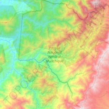 Carte topographique Parque Nacional Natural Munchique, altitude, relief