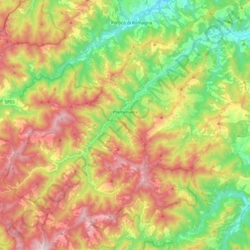 Carte topographique Premilcuore, altitude, relief