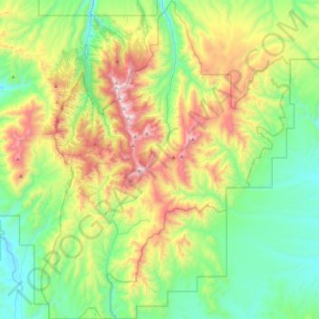 Carte topographique Jarbidge Wilderness Area, altitude, relief