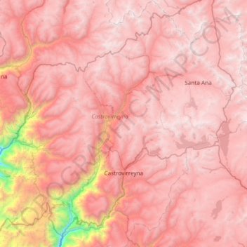 Carte topographique Castrovirreyna, altitude, relief