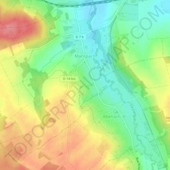 Carte topographique Manspach, altitude, relief