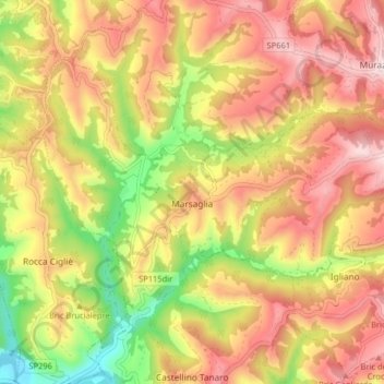 Carte topographique La Marsaille, altitude, relief