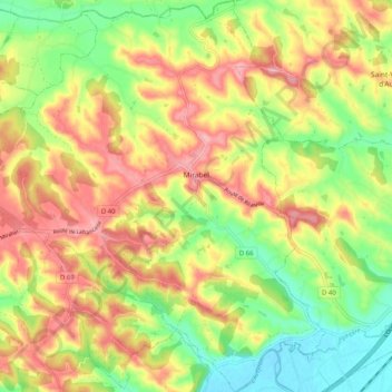 Carte topographique Mirabel, altitude, relief