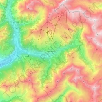 Carte topographique Orcières, altitude, relief