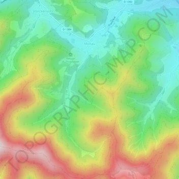 Carte topographique Mollau, altitude, relief