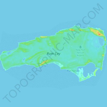 Carte topographique Rum Cay, altitude, relief