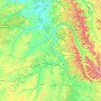 Carte topographique 51800, altitude, relief