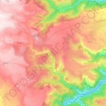Carte topographique Peyrusse, altitude, relief