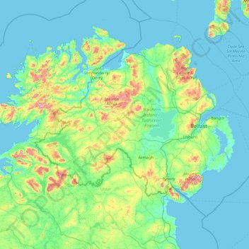 Carte topographique Ulster, altitude, relief