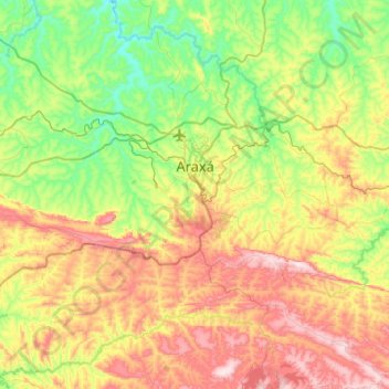 Carte topographique Araxá, altitude, relief