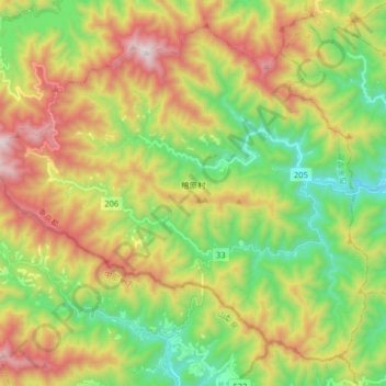 Carte topographique Hinohara, altitude, relief