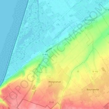 Carte topographique Woignarue, altitude, relief