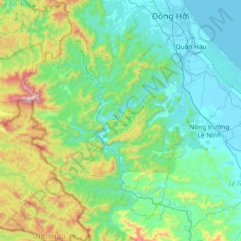 Carte topographique Quảng Ninh District, altitude, relief