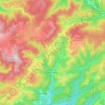 Carte topographique Ferrals-les-Montagnes, altitude, relief
