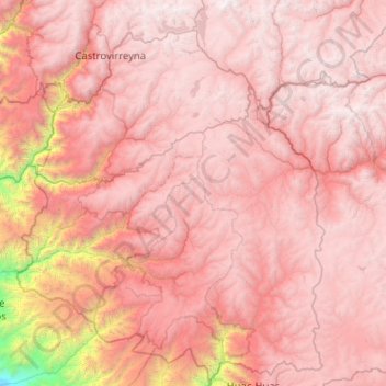 Carte topographique Provincia de Huaytará, altitude, relief