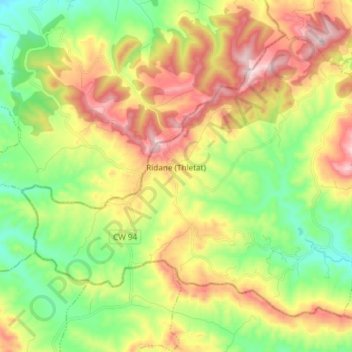 Carte topographique Ridane, altitude, relief