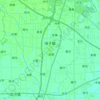 Carte topographique 埠子镇, altitude, relief