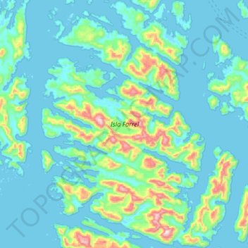 Carte topographique Isla Farrel, altitude, relief