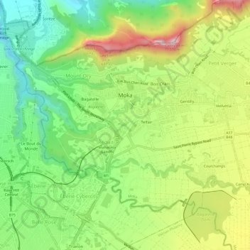 Carte topographique Moka, altitude, relief