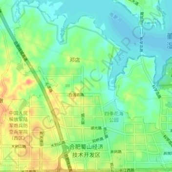 Carte topographique 合肥蜀山经济技术开发区, altitude, relief