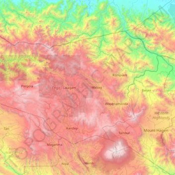 Carte topographique Enga, altitude, relief