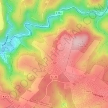 Carte topographique Caan, altitude, relief