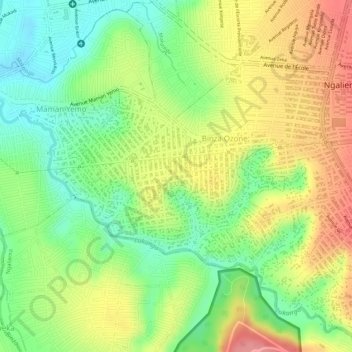 Carte topographique Monganga, altitude, relief