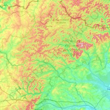 Carte topographique Vosges du Nord, altitude, relief