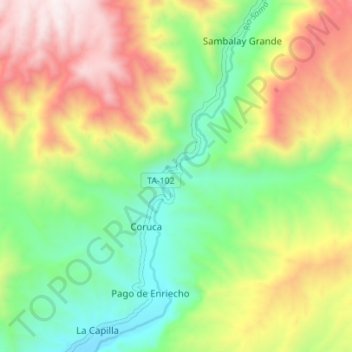 Carte topographique Río Sama, altitude, relief