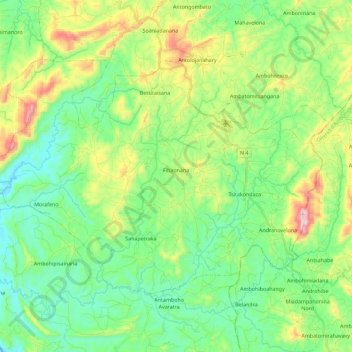 Carte topographique Fihaonana, altitude, relief