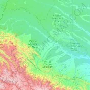 Carte topographique Manu, altitude, relief
