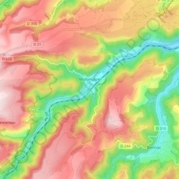Carte topographique Molompize, altitude, relief