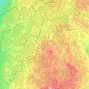 Carte topographique Alojas novads, altitude, relief