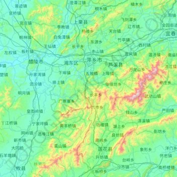 Carte topographique Pingxiang, altitude, relief