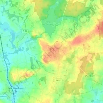Carte topographique Feins, altitude, relief