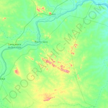 Carte topographique Riacho Seco, altitude, relief