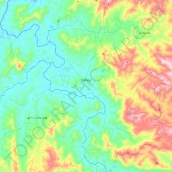 Carte topographique Befeta, altitude, relief