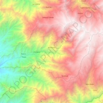 Carte topographique Huanchay, altitude, relief
