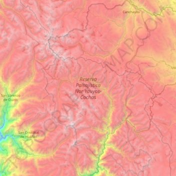Carte topographique Reserva Paisajística Nor Yauyos-Cochas, altitude, relief