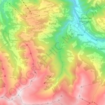 Carte topographique Furna, altitude, relief