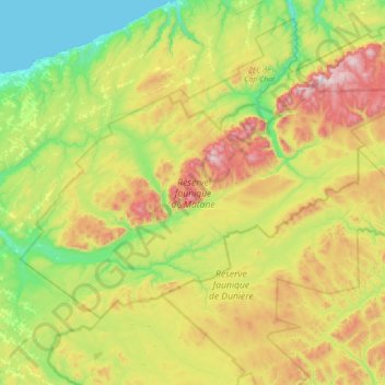 Carte topographique Réserve faunique de Matane, altitude, relief