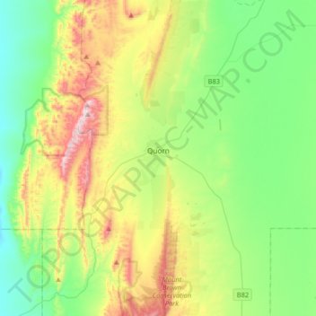 Carte topographique Quorn, altitude, relief