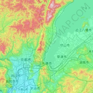 Carte topographique Otsu, altitude, relief
