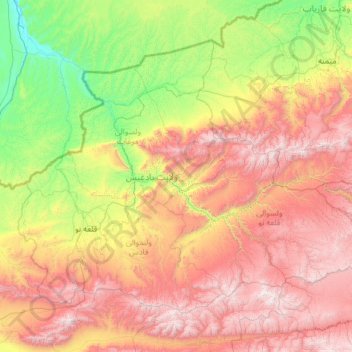 Carte topographique Bâdghîs, altitude, relief