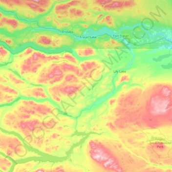 Carte topographique Area D (Endako/Fort Fraser), altitude, relief