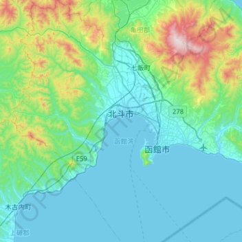 Carte topographique Hokuto, altitude, relief