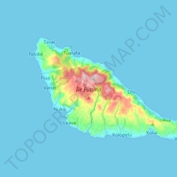 Carte topographique Île Futuna, altitude, relief